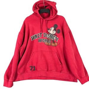 Vintage Disney World Mickey Mouse Hoodie Womens XXL Red Graphic 2000s Disneycore